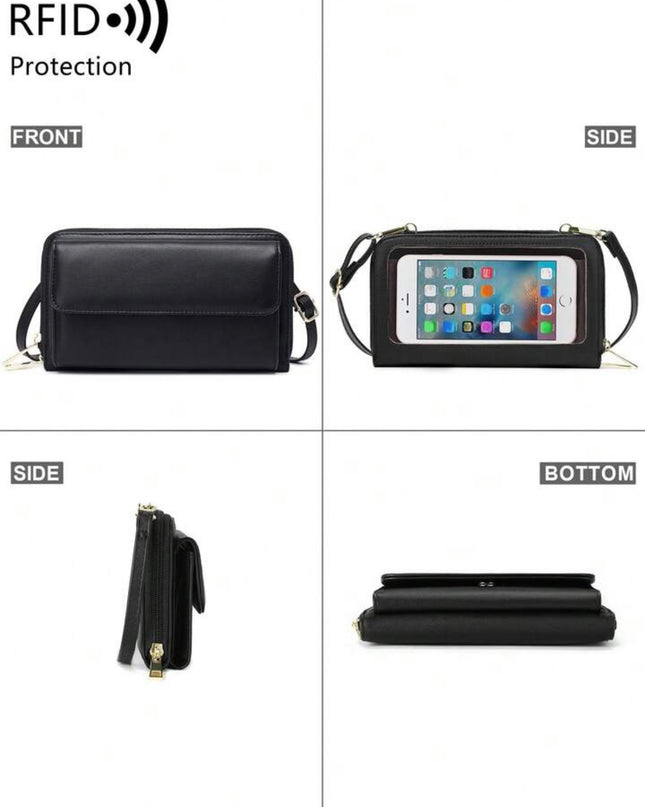 Billetera Cruzada para teléfono con correa de muñeca y de hombro ajustable