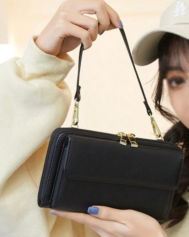 Billetera Cruzada para teléfono con correa de muñeca y de hombro ajustable