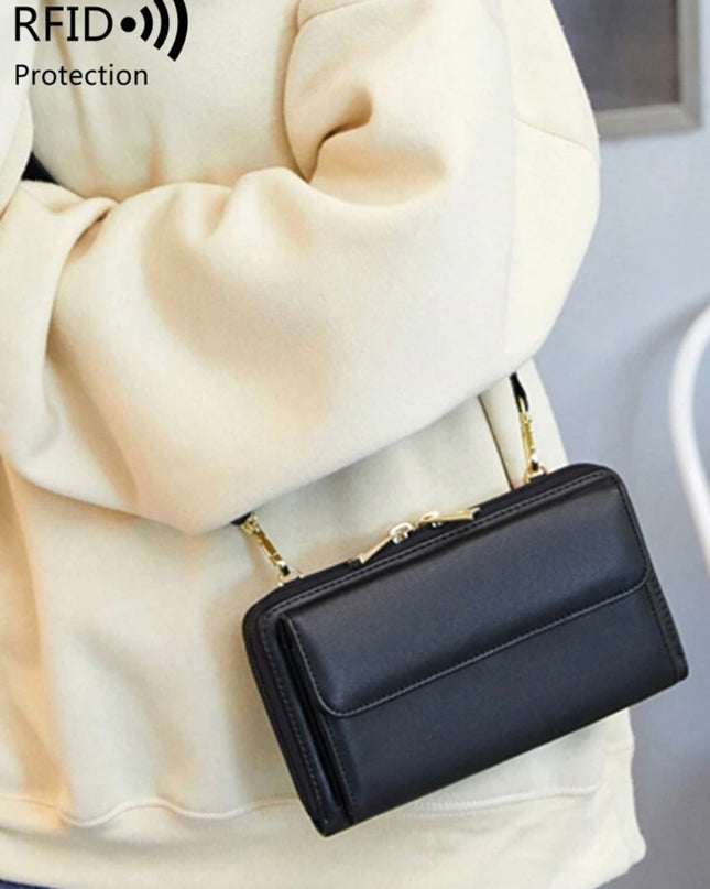 Billetera Cruzada para teléfono con correa de muñeca y de hombro ajustable