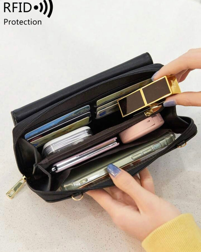 Billetera Cruzada para teléfono con correa de muñeca y de hombro ajustable