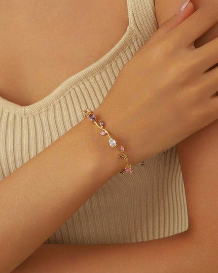 Pulsera Dorada Tulipanes Morados
