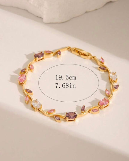 Pulsera Dorada Tulipanes Morados