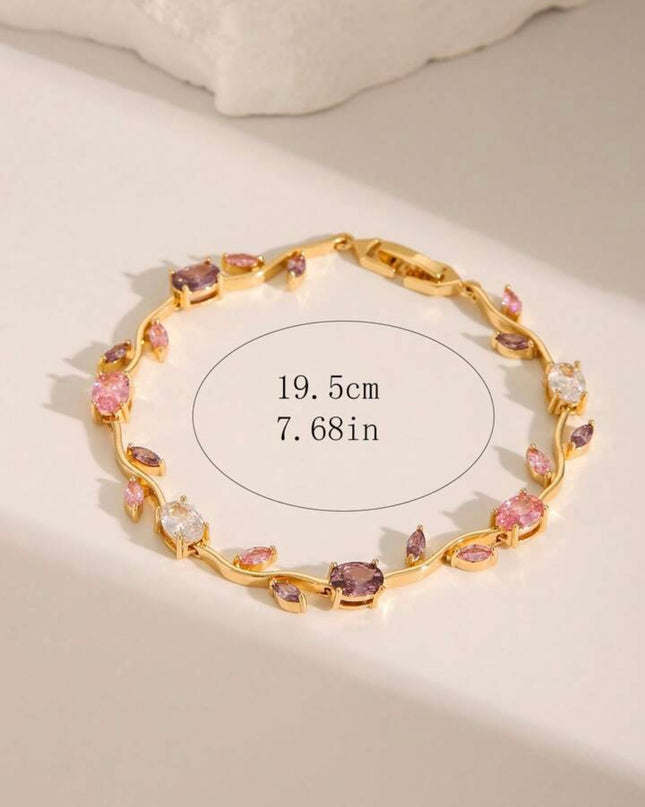 Pulsera Dorada Tulipanes Morados