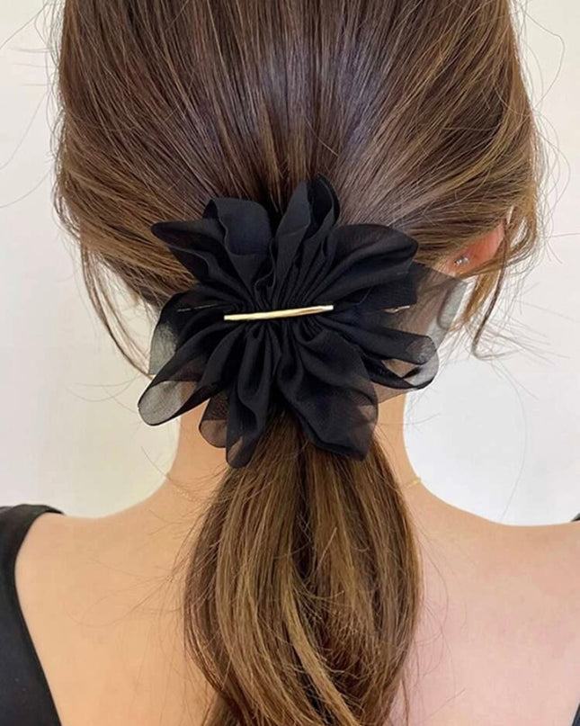 Gancho Con flor de Tela Negro