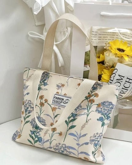 Bolsa de Tela Corta Flores Celestes