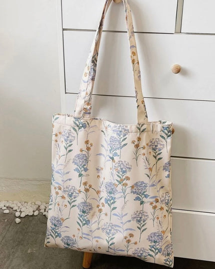 Bolsa de Tela Larga Flores Celestes