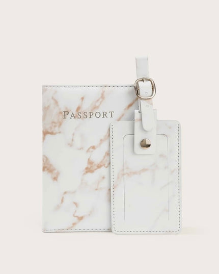 Porta Pasaporte Color Blanco Mármol