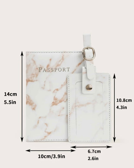 Porta Pasaporte Color Blanco Mármol
