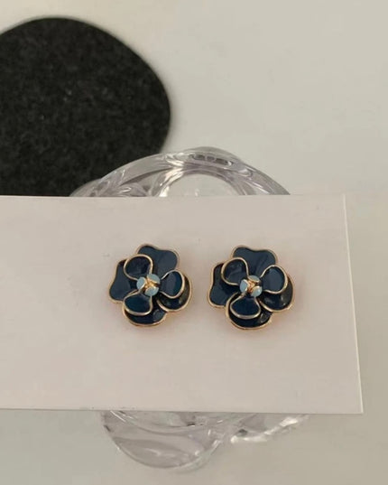 Aretes Cortos Flores Azules