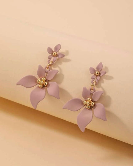 Aretes Flores Color Rosado