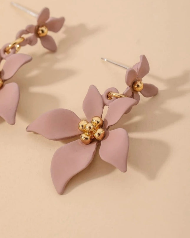 Aretes Flores Color Rosado