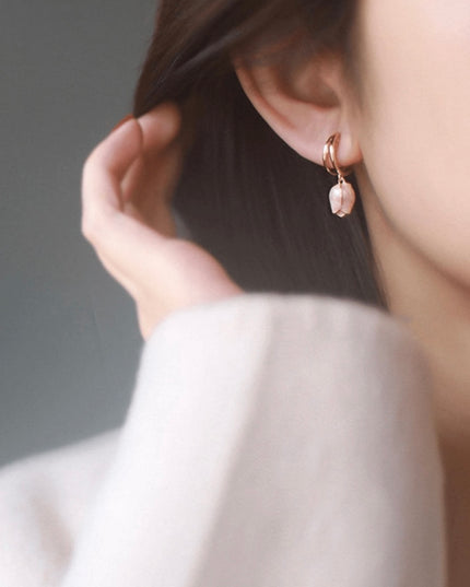 Aretes Cortos Tulipanes Rosados