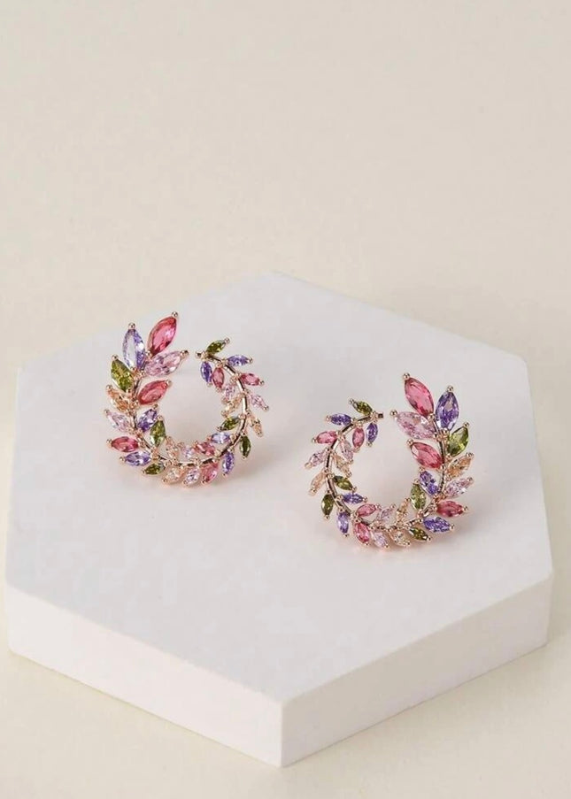 Pendientes Circulares Piedras de Colores