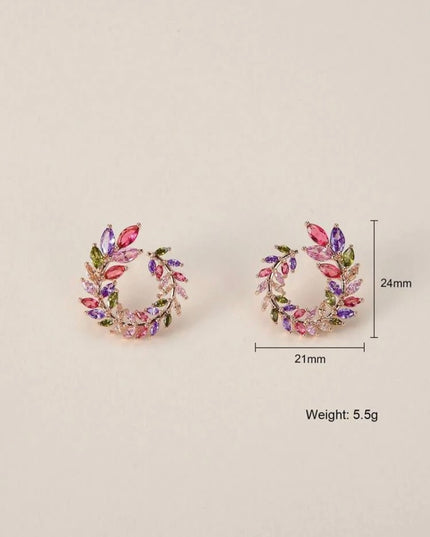 Pendientes Circulares Piedras de Colores