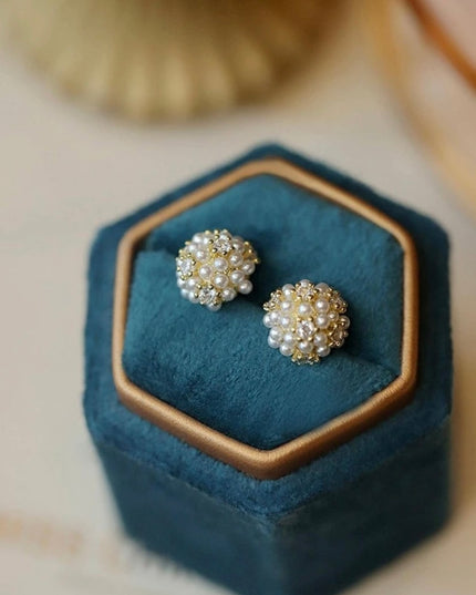 Aretes de Botones y Perlas