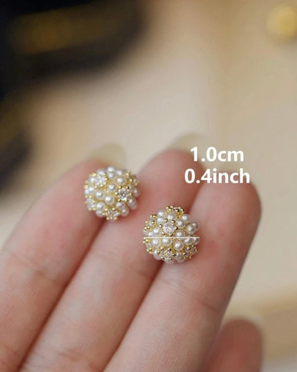 Aretes de Botones y Perlas