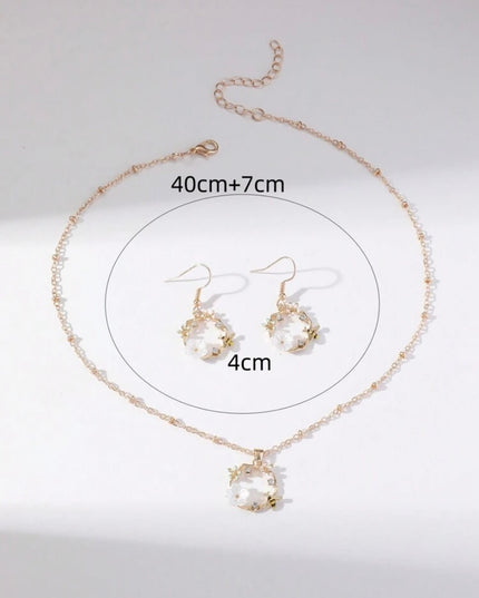 Juego de Aretes y Collar con Flores y Abejita