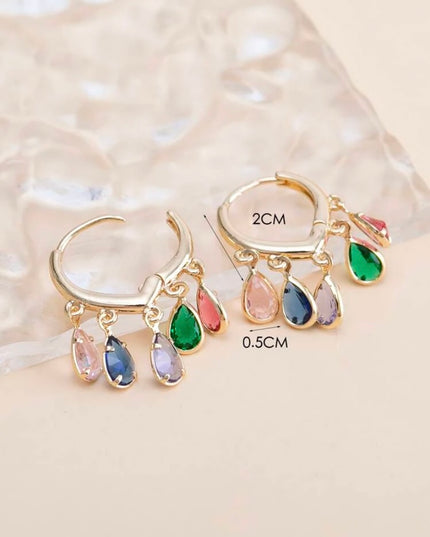 Aretes Cortos Piedras Colores