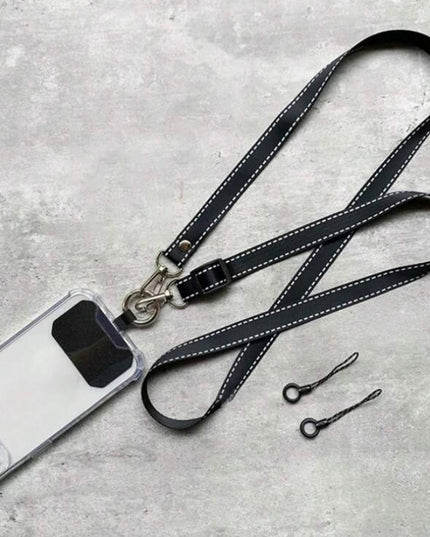 Correa Negra con Lineas Blancas