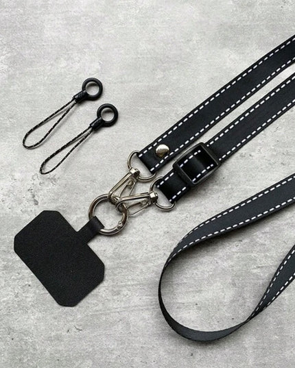 Correa Negra con Lineas Blancas